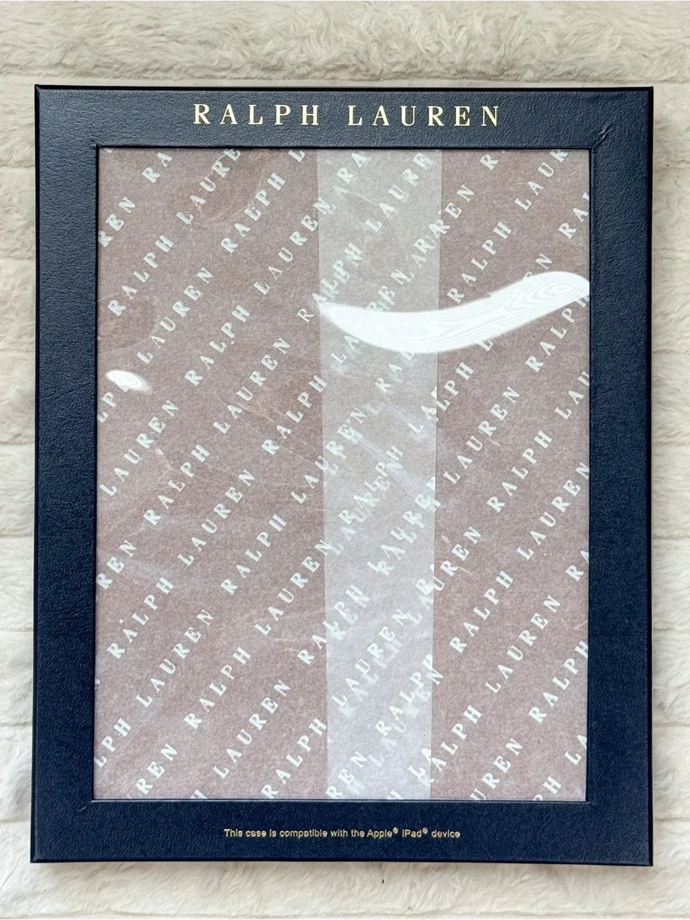 Polo Ralph Lauren Cognac Leather iPad Folio Case NEW in Box $98 MSRP